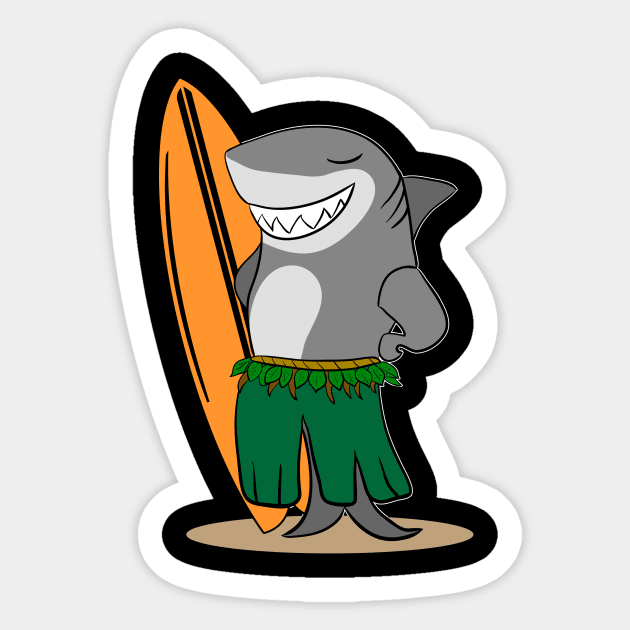 Surfing Shark Sticker by Dominic Becker